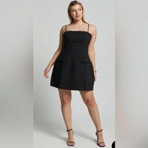 Showpo KATIA MINI DRESS Strappy Corset A Line Dress in Black Size 10 NWT